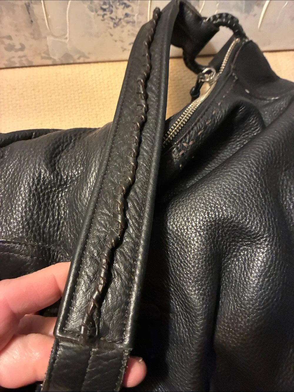 Genuine Cole Haan Black Leather Shoulder Bag - Classic Women's Hobo Minimalist